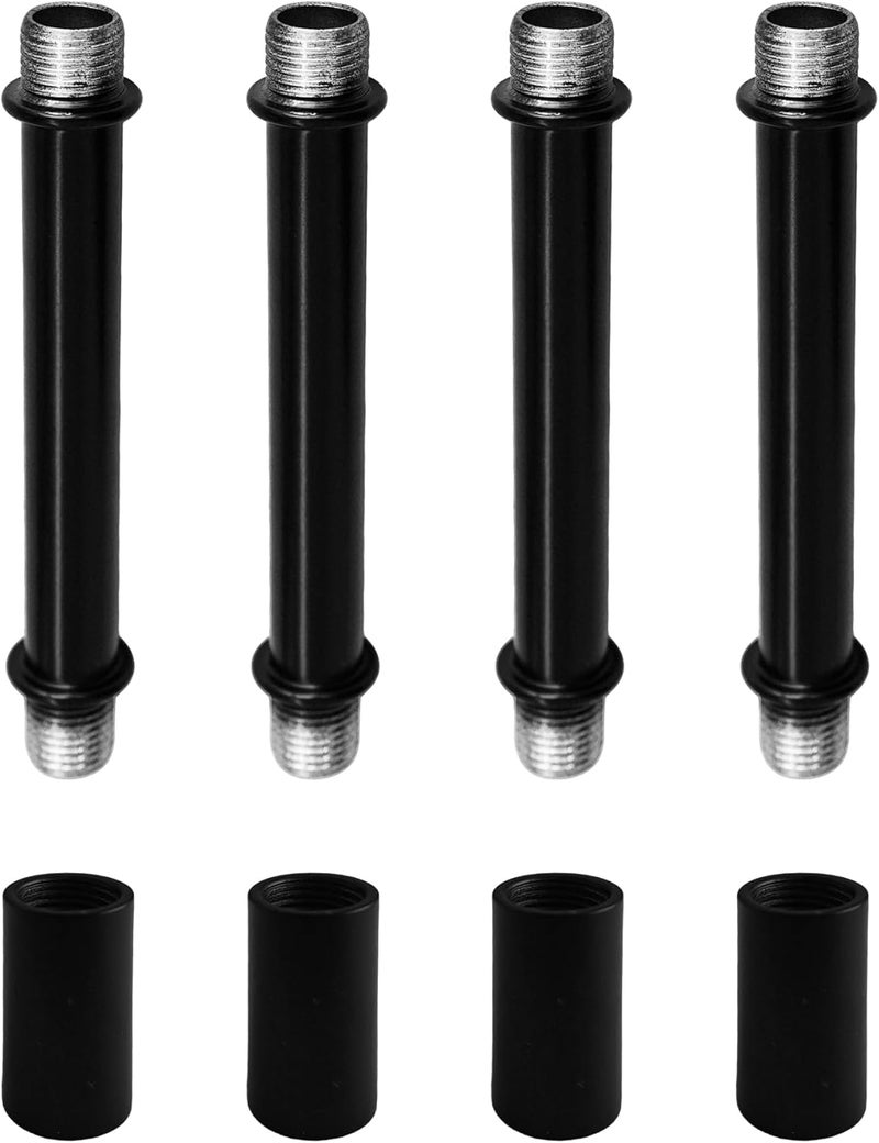 AUXBC 4 Sets 3.15” Straight Pipe Lamp Stem Kit, M10 Double End Threaded Lamp Rod Long Extension Risers, Black Lamp Parts Replacement for DIY Floor Lamps, Table Lamps & Ceiling Lights - Image 1